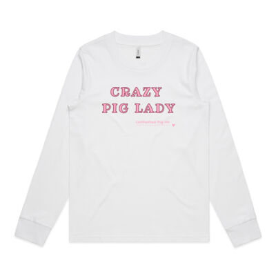 "Crazy Pig Lady"  Womens Long Sleeved Tee. Thumbnail